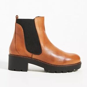 Anthropologie Tan and Black Ankle Boots